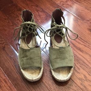 H&M Olive faux suede espadrilles sandals